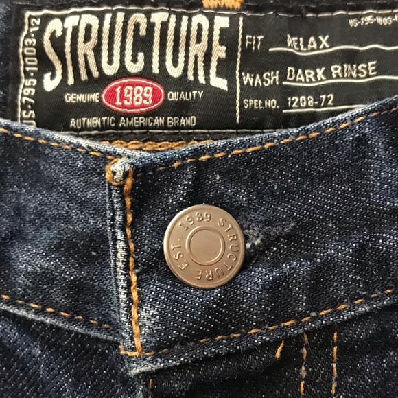 Men’s Vintage Structure dark denim Jeans 31X34 - Picture 4 of 12